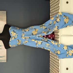 Floral wide leg romper